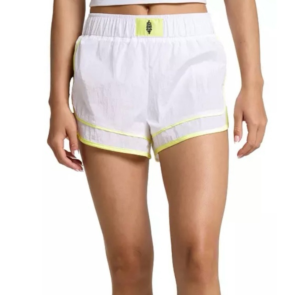 FP Movement by Free People Varsity Blues Shorts (White/Highlighter Combo) NWT